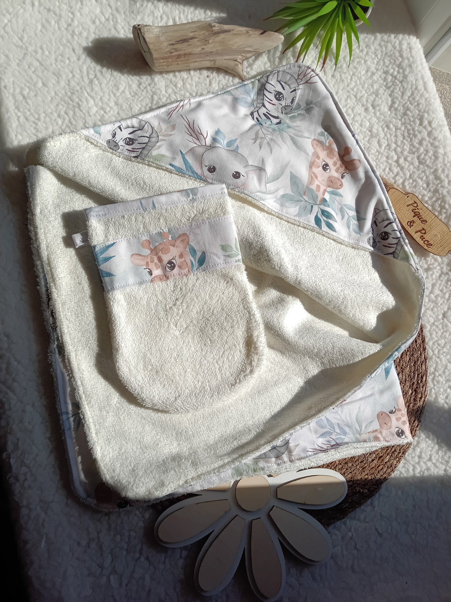 Cape de bain et gant